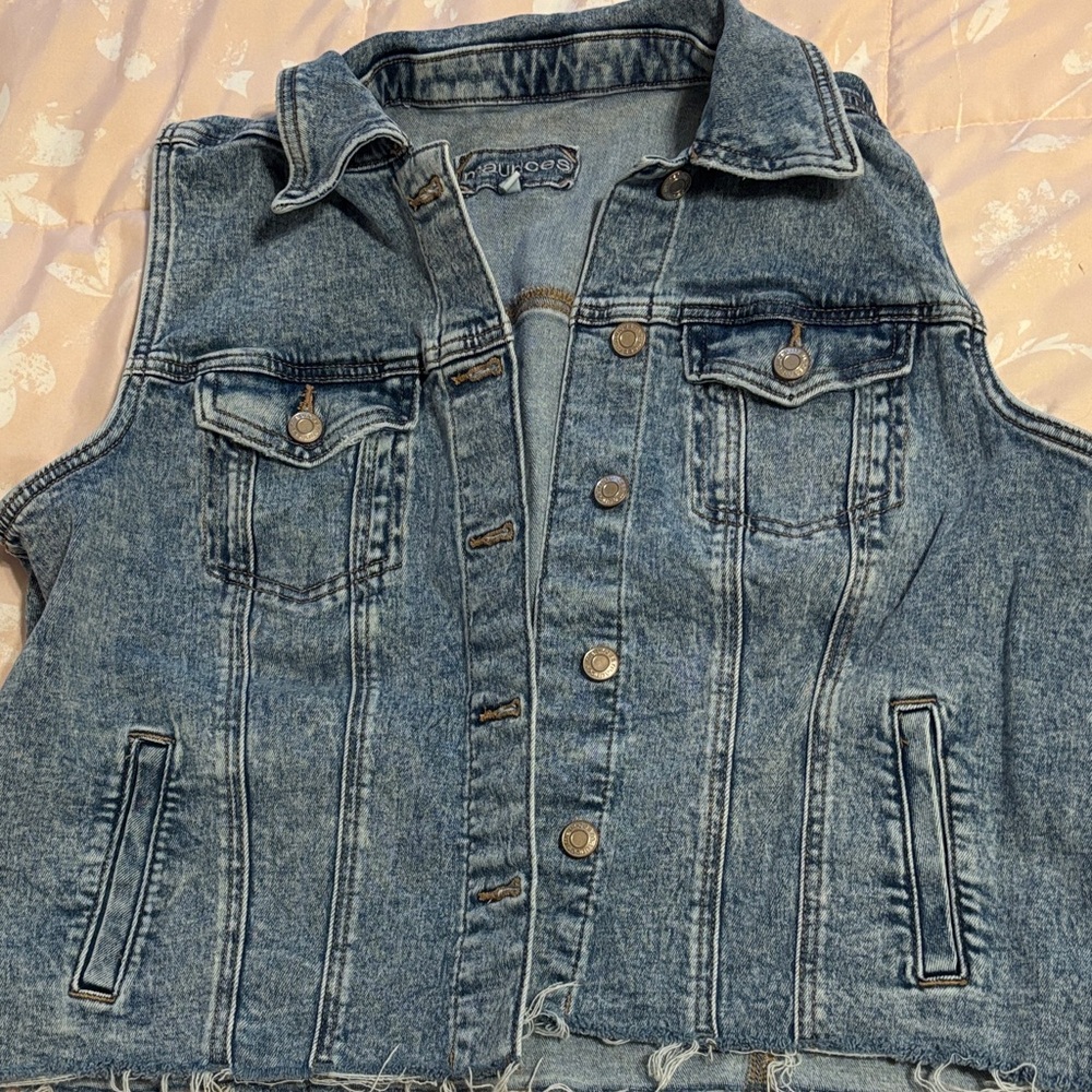 Maurices Light Blue Denim Vest